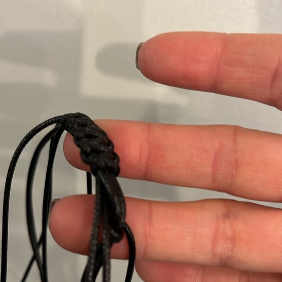 Super cute long necklace with snakeskin, print and silver placed on leather - Picture 3 of 4